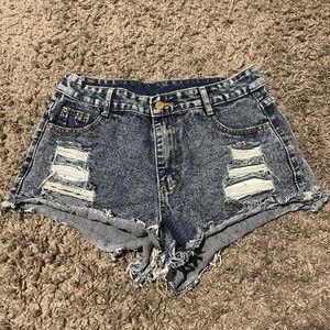 ripped denim high wasted shorts